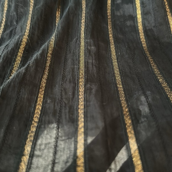 ZARA | Metallic Black Blouse with Gold Stripes - Picture 5 of 10